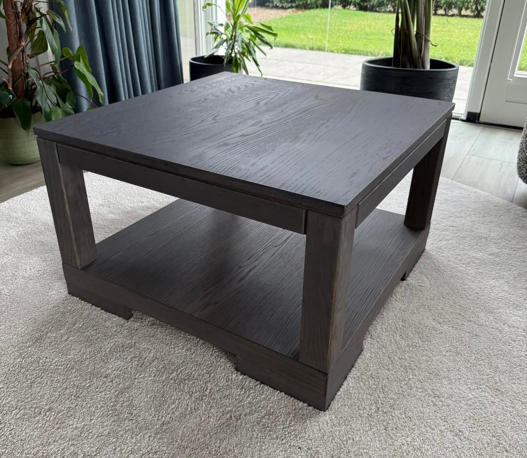 Massief eiken salontafel / bijzettafel – donker eiken, Gebruikt, 50 tot 100 cm, Minder dan 50 cm, Eikenhout