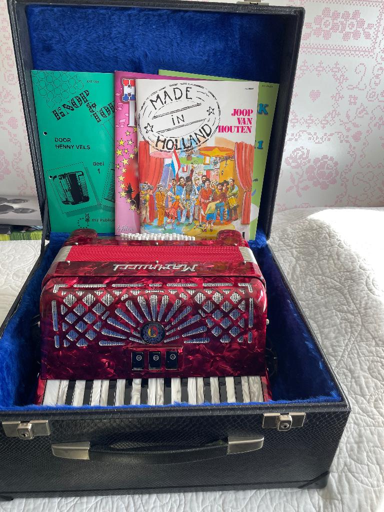 Accordeon, Ophalen, 48-bas, Met koffer, Toetsaccordeon
