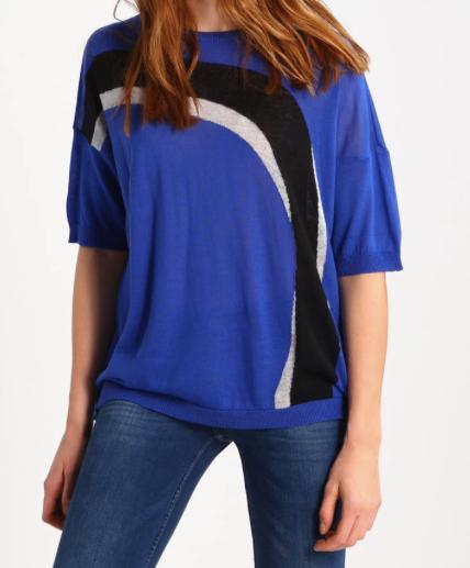 Benetton oversized wollen trui korte mouw kobalt blauw S, Blauw, Benetton, Nieuw, Ophalen of Verzenden