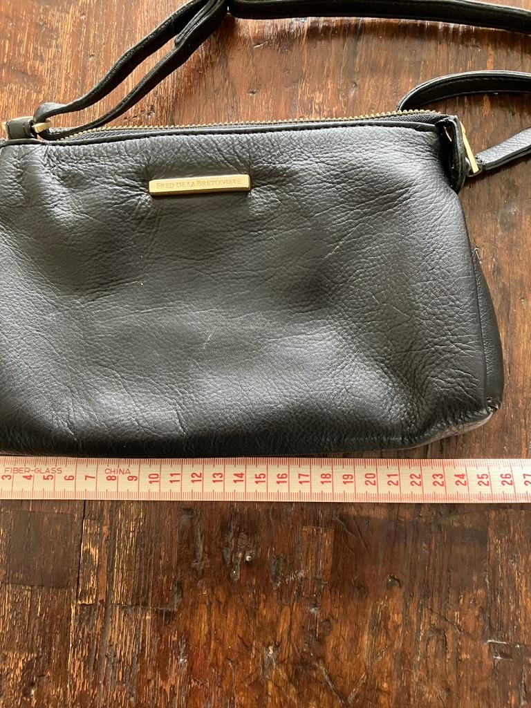 Leren schouder/crossbody tas Fred de la Bretoniere, Ophalen of Verzenden, Zo goed als nieuw, Zwart, Handtas