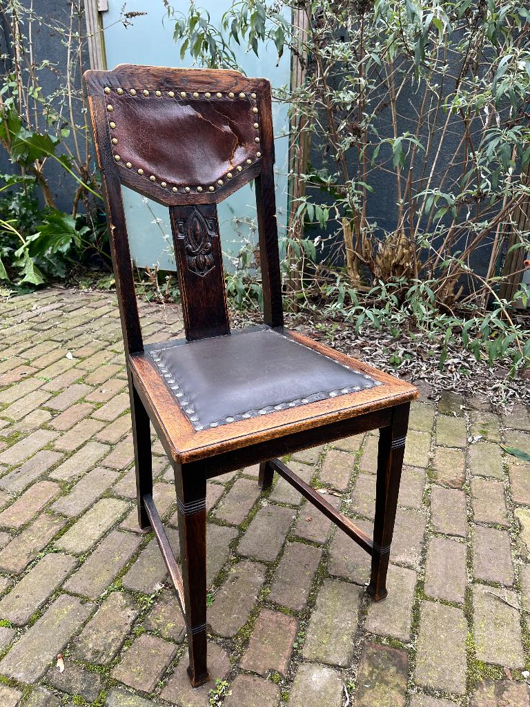 Arts and Crafts Jugendstil Art Deco Gründerzeit stoel, Huis en Inrichting, Stoelen, Gebruikt, Bruin, Art Deco Jugendstil Art Brut Brutalisme Gründerzeit