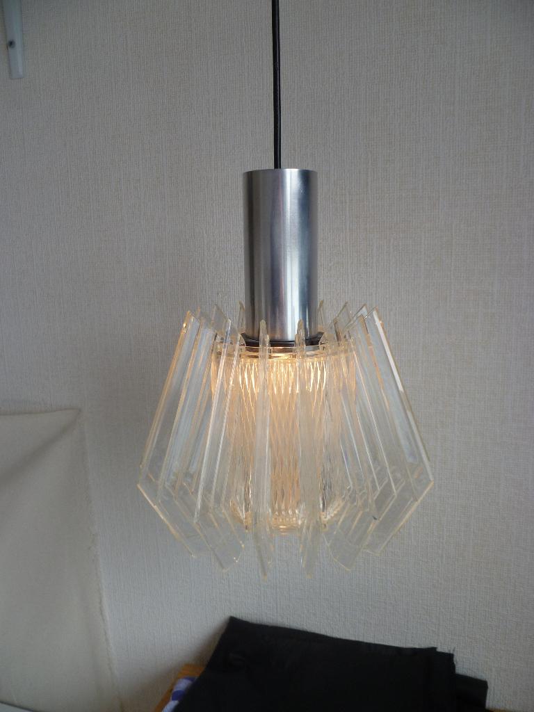 Vintage jaren 60 Philips Space Age lamellen hanglamp, Space Age, Gebruikt, Ophalen of Verzenden, Minder dan 50 cm