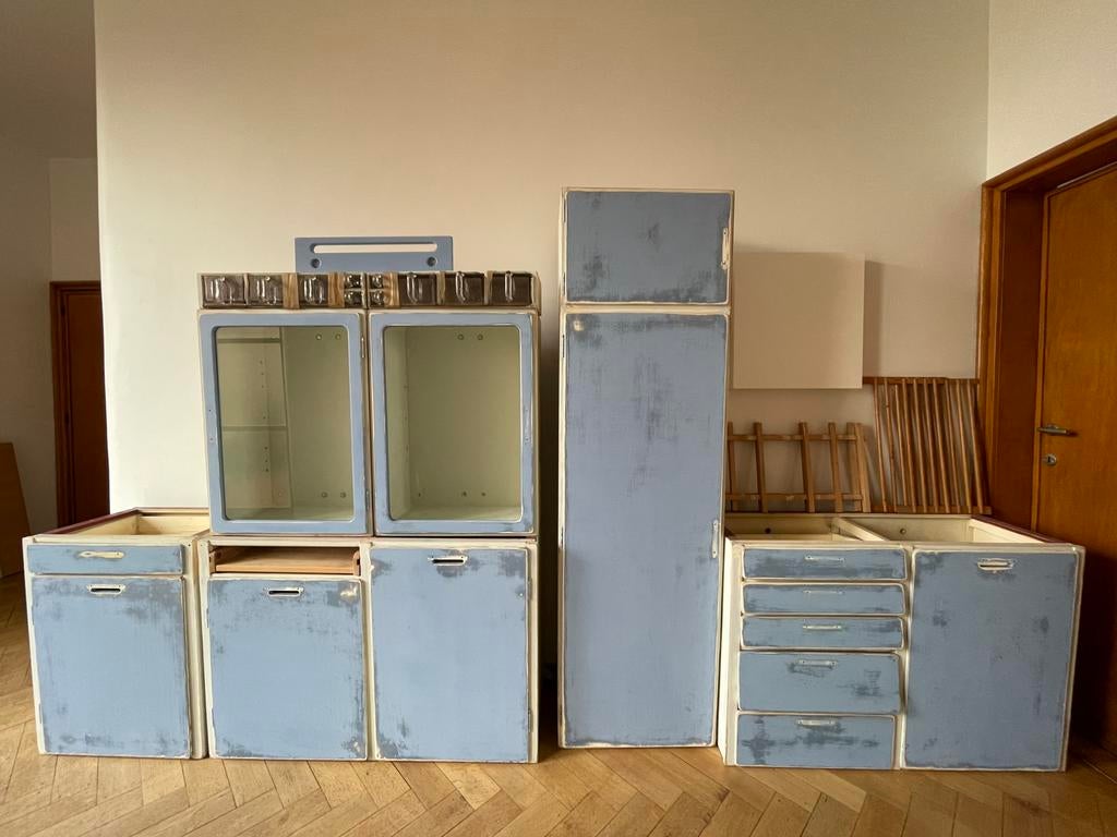 Vintage Piet Zwart Bruynzeel keuken, Huis en Inrichting, Keuken | Complete keukens, Gebruikt, Dubbelwandige keuken, Ophalen