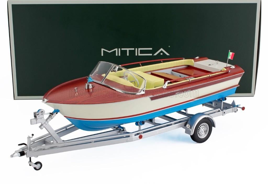 Mitica 1:18 Riva Junior 1966, boot met trailer- Ivory yellow