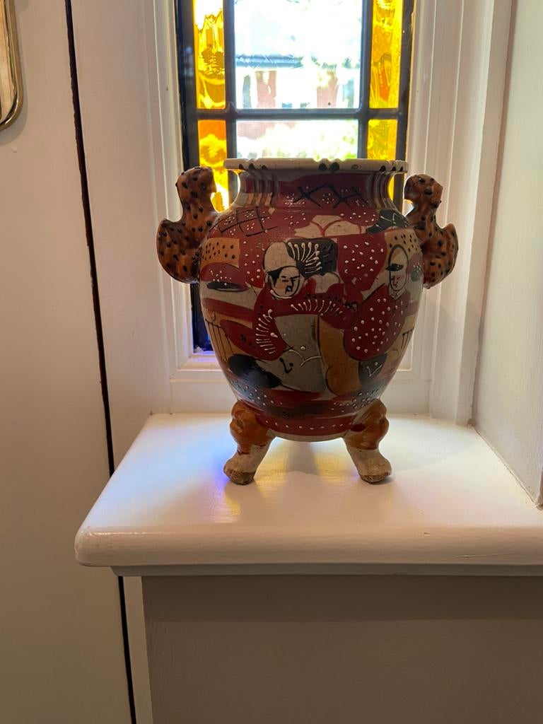 Satsuma antieke vaas 17/10cm, Antiek en Kunst, Ophalen of Verzenden