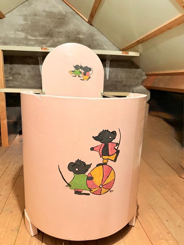 Kinderledikant met muizenprint + matras, Ophalen, Gebruikt, Ledikant