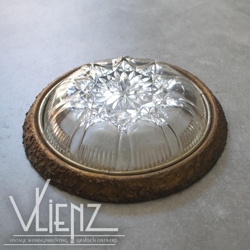 Vintage, brocante ornament geslepen glas, metaal gips, Antiek en Kunst, Curiosa en Brocante, Ophalen of Verzenden