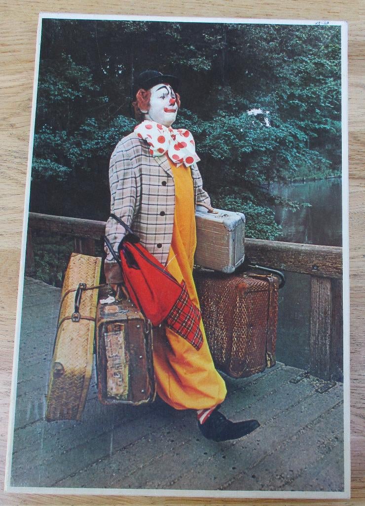 Vintage kinderpuzzel Pipo de Clown met koffers en manden, Ophalen of Verzenden
