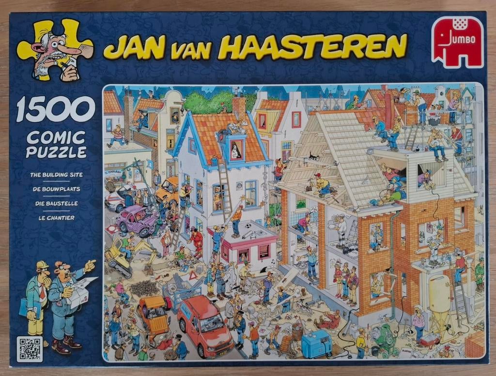 Jan van Haasteren:de bouwplaats-1500 stukjes, Ophalen of Verzenden, 500 t/m 1500 stukjes, Zo goed als nieuw