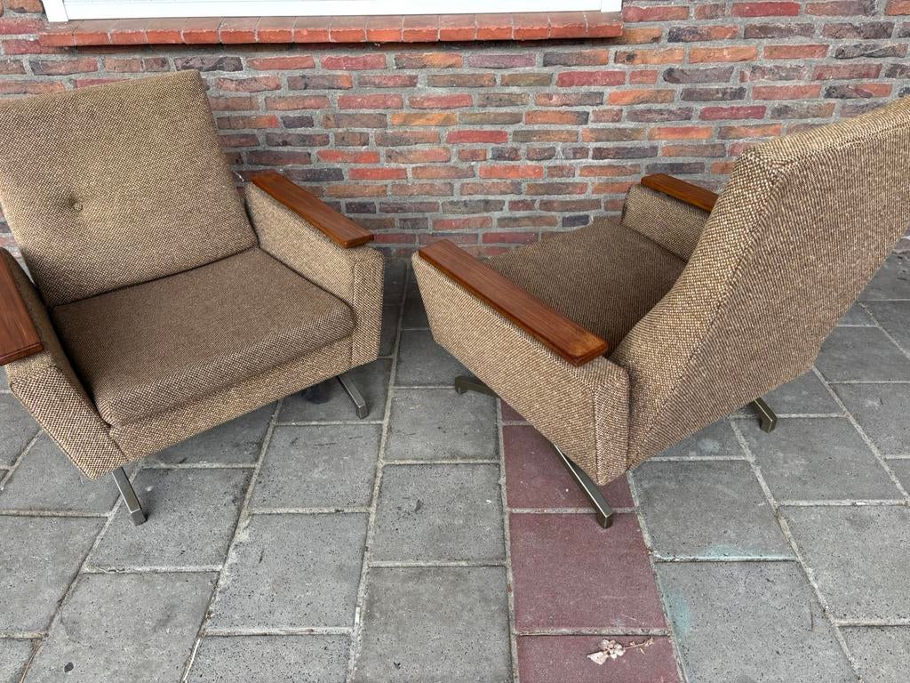 Set heren- en damesfauteuil Gelderland Parry jaren 60, Huis en Inrichting, Fauteuils, Zo goed als nieuw, Stof, 50 tot 75 cm, 75 tot 100 cm