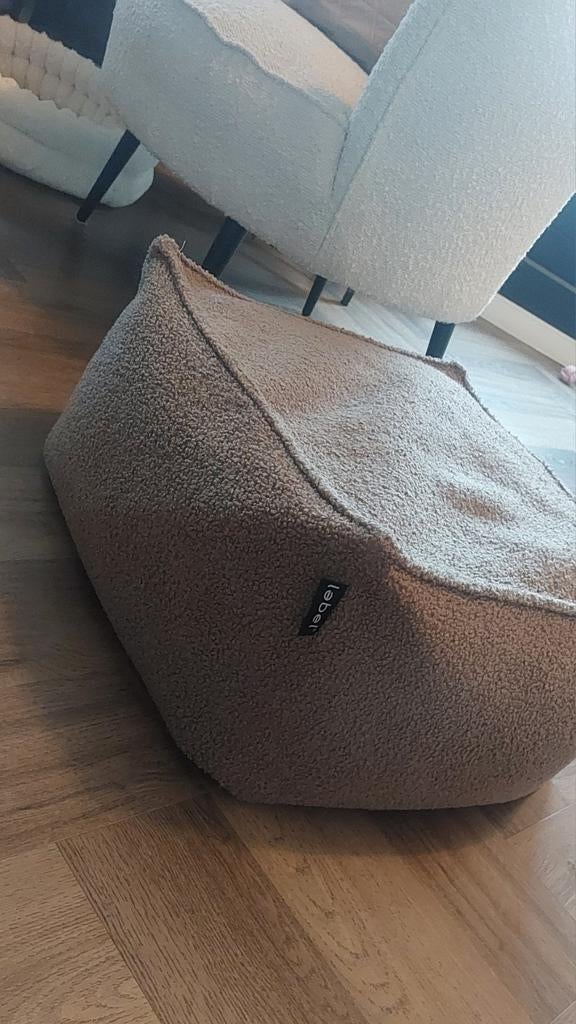 Taupe teddy poef - zgan, Ophalen