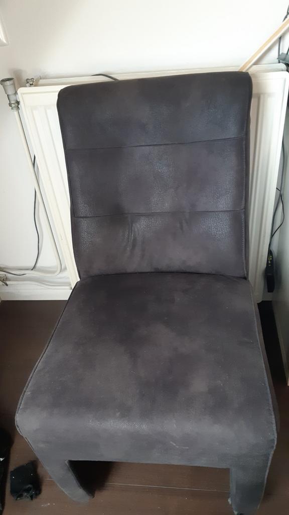 3 grijze eetkamerstoelen op wieltjes, Ophalen, Gebruikt, Grijs, Drie