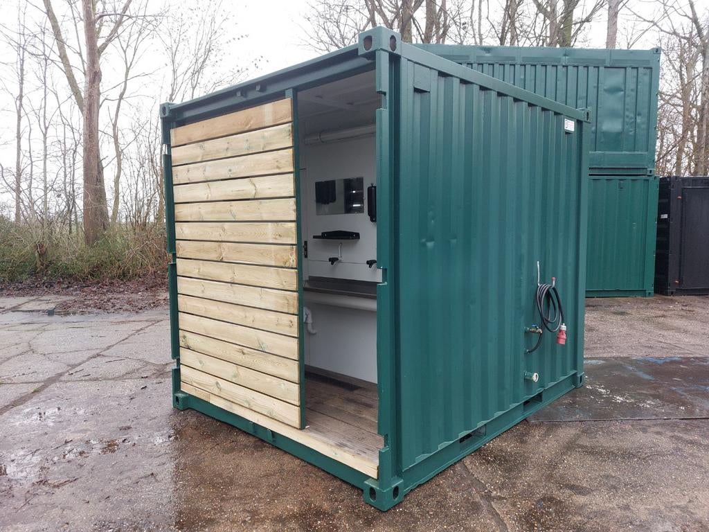 10 ft zeecontainer wasgelegenheid 2 kopsekanten, Ophalen of Verzenden