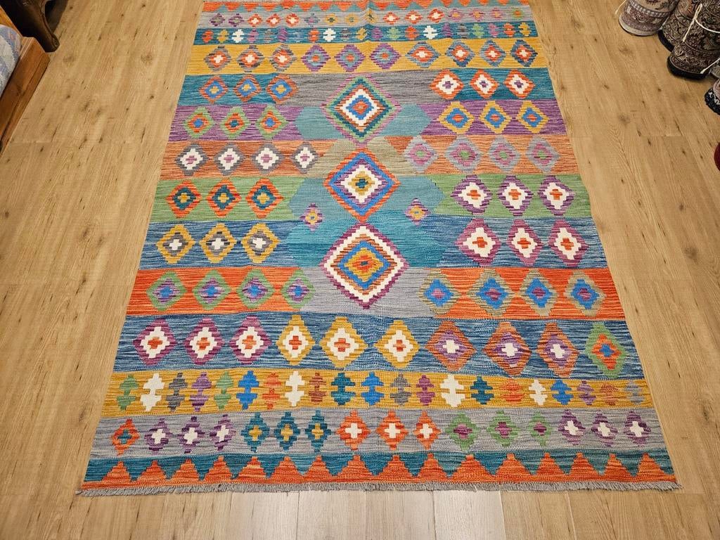 Handgeweven oosterse wollen kelim 237x171, Info@SlatsAntiek.nl, Crème, Herenstraat 31 l, 150 tot 200 cm