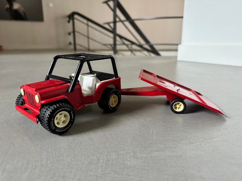 Vintage Tonka jeep met oplegger, Kinderen en Baby's, Speelgoed | Speelgoedvoertuigen, Ophalen, Gebruikt