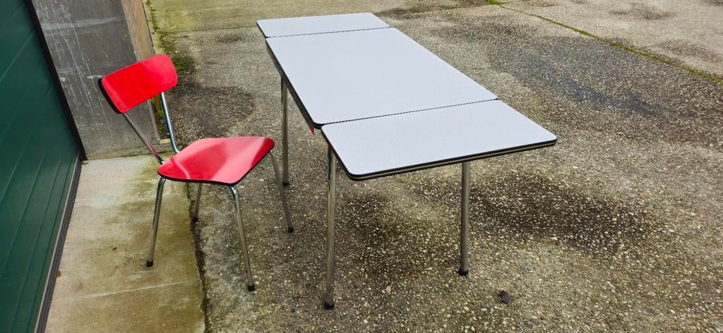 Formica uitschuiftafel met stoel., Ophalen, Huis en Inrichting