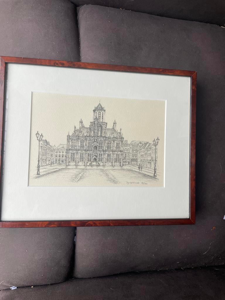 Kunstwerk Ley de Vroese - Gemeentehuis, Antiek en Kunst, Ophalen of Verzenden