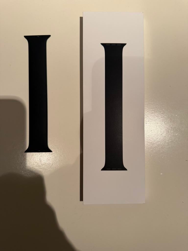 Silicone Zwart Apple Solo Loop / Solo bandje 46mm maat 7, Ophalen, Zo goed als nieuw, Zwart, IOS