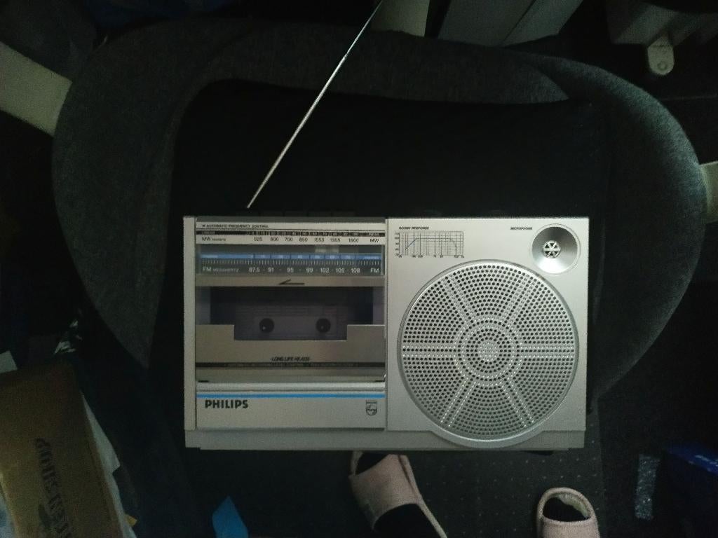 PHILIPS D 7130 2 band radio cassette recorder, Ophalen of Verzenden, Gebruikt, Tuner of Radio, Philips