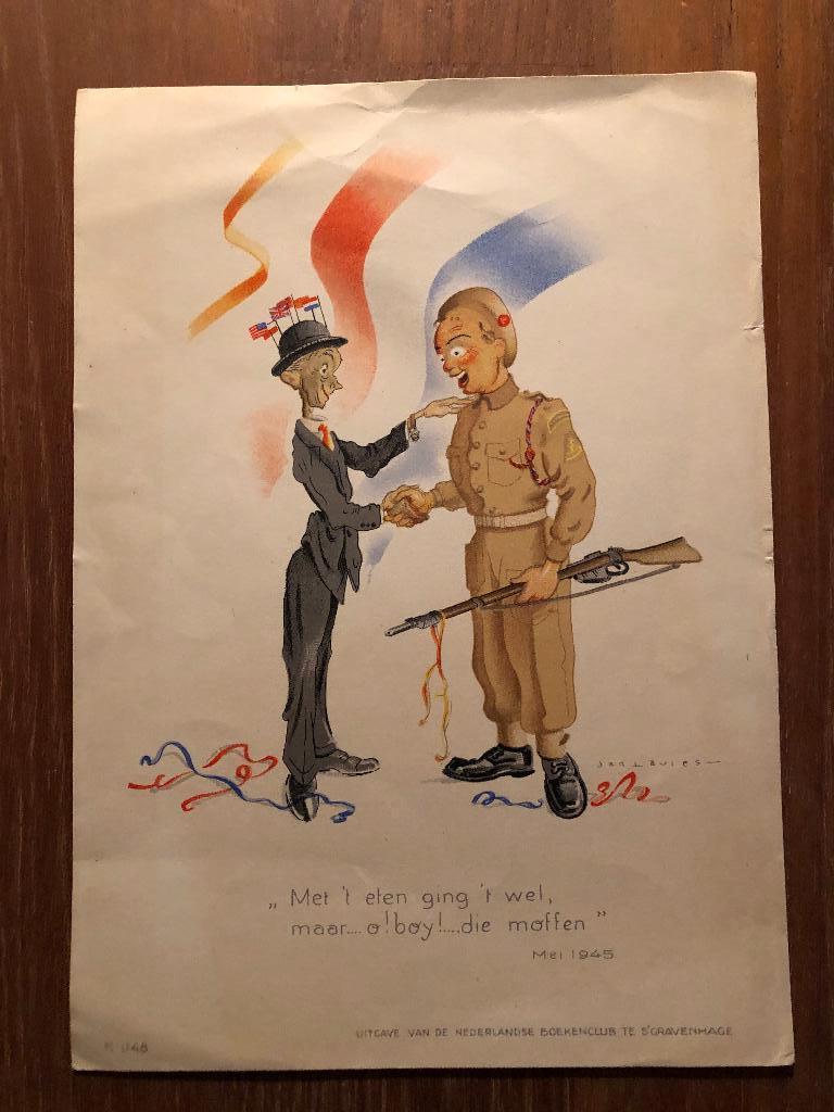Bevrijdings-tekening van Jan Lavies 15x22 cm. Uitgave van, Jan Lavies, Verzenden, Overige onderwerpen, Tweede Wereldoorlog