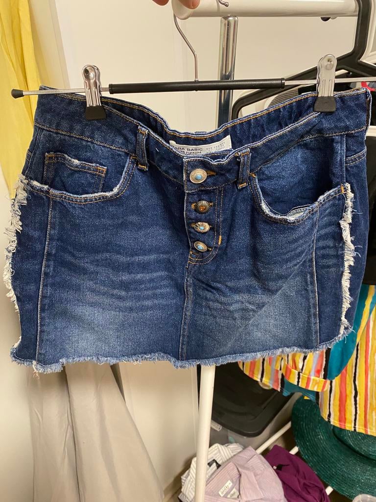 Zara Basic Denim Rok - Maat L - Blauw, Kleding | Dames, Rokken, Blauw, Maat 42/44 (L), Ophalen of Verzenden, Zo goed als nieuw