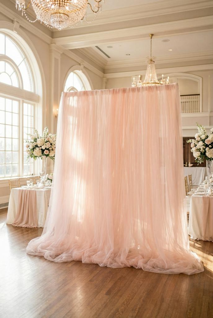 Licht gouden tule backdrop te huur, Ophalen, Zo goed als nieuw, Overige