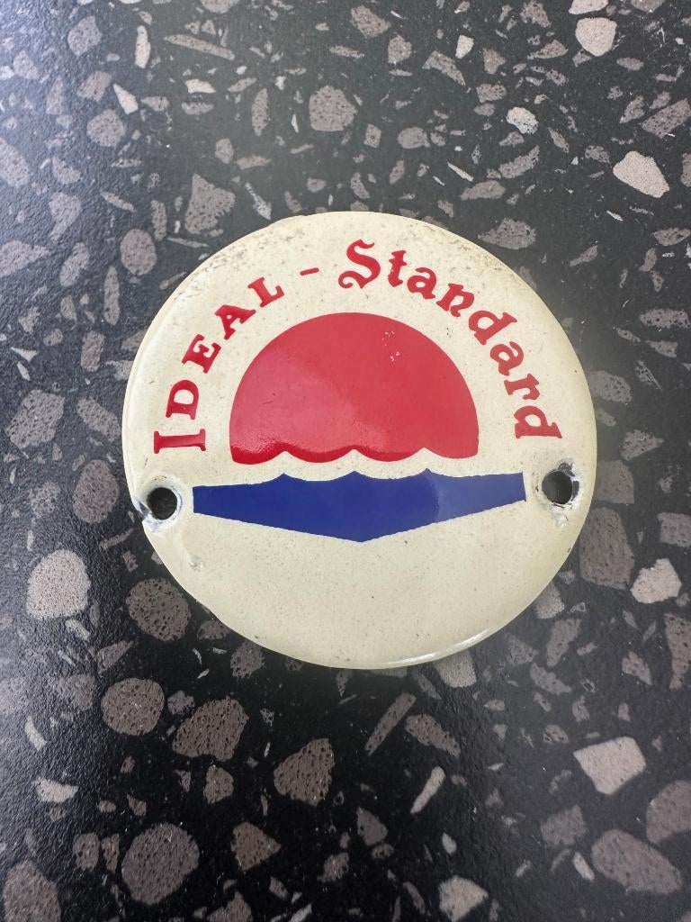 Emaille Ideal-standard bordje deurpostje., Ophalen of Verzenden, Gebruikt, Reclamebord