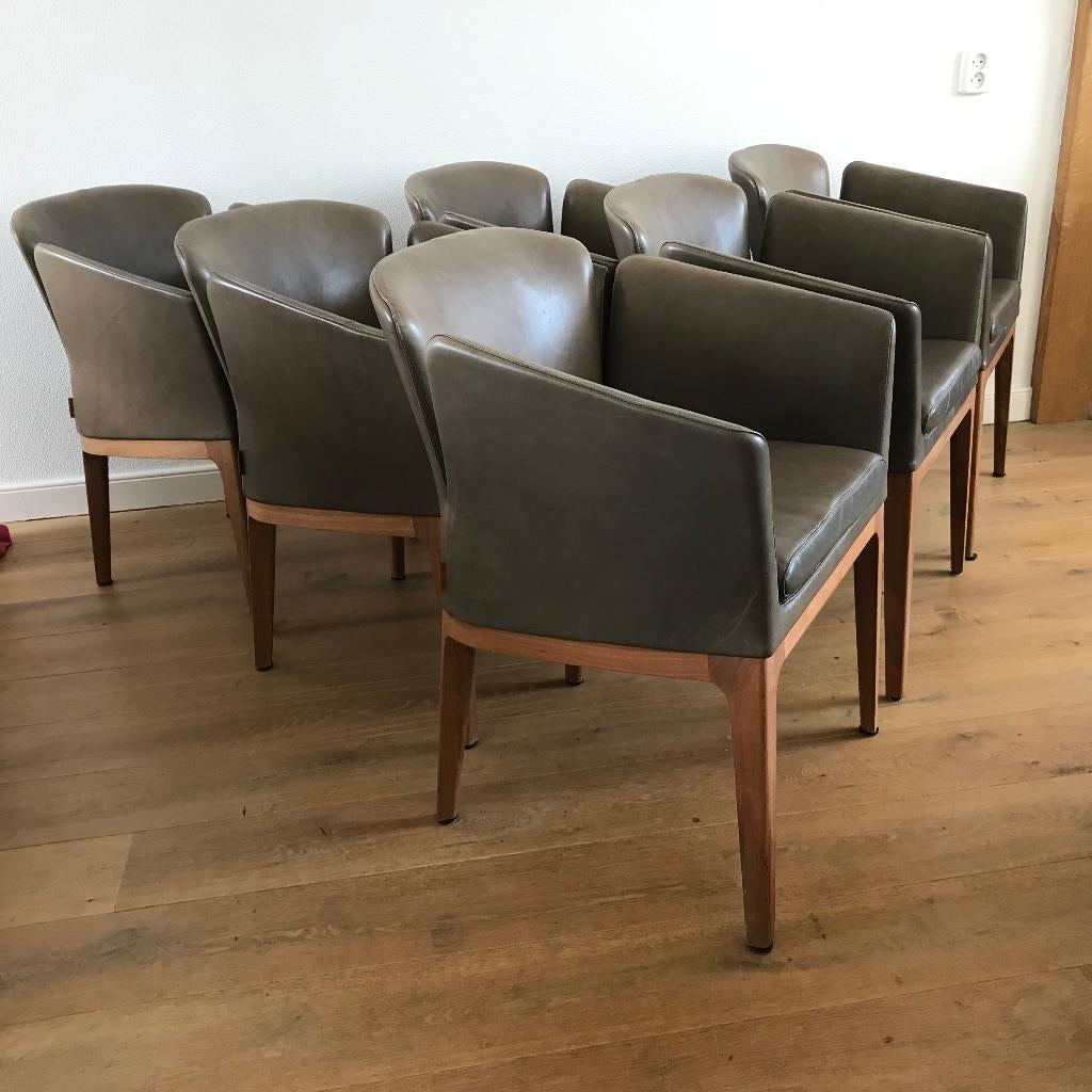 6 leren Montis Lotus + M tulp design stoel modern vintage, Ophalen, Gebruikt, Leer, Nvt