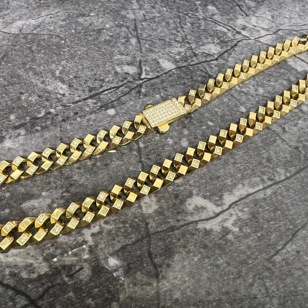 14k gouden ketting collier cuban schakel, Sieraden, Tassen en Uiterlijk, Kettingen, Zo goed als nieuw, Goud, Ophalen of Verzenden