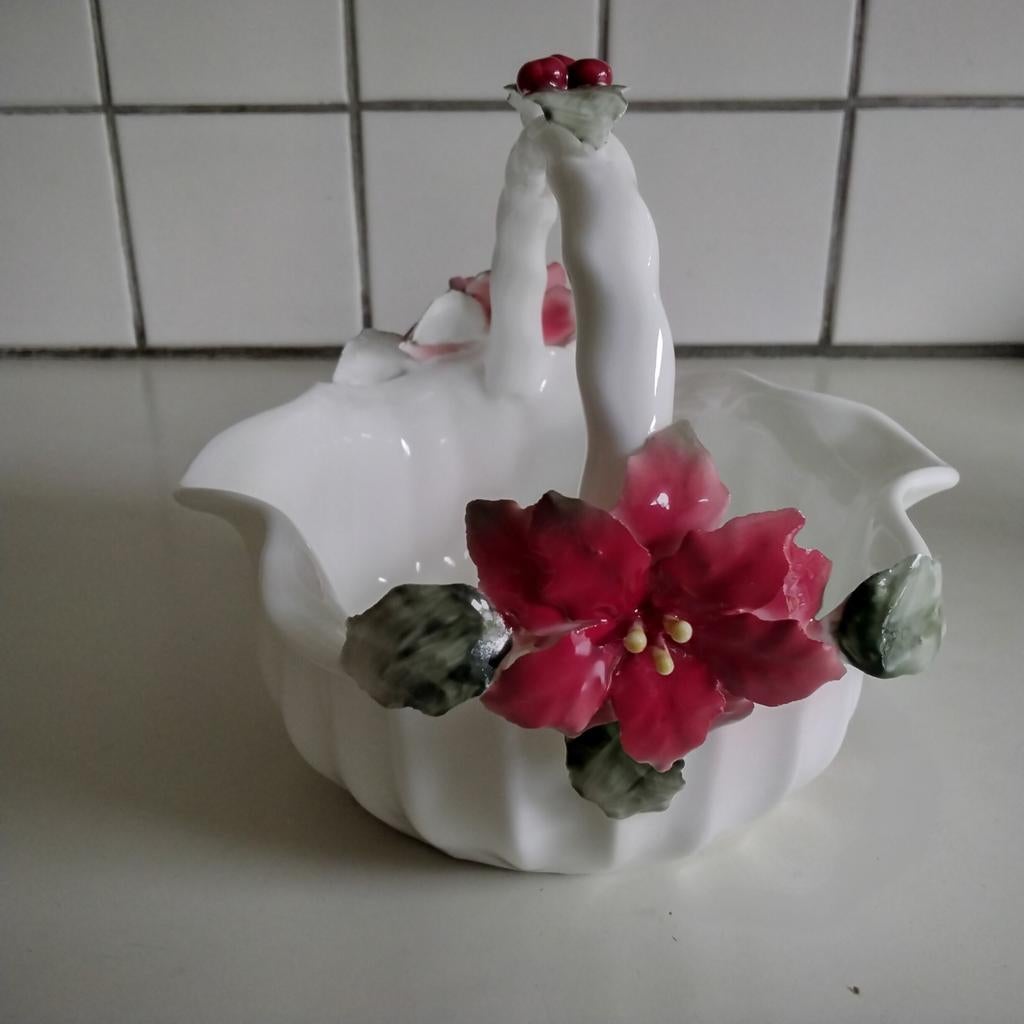 Prachtig bonbonschaaltje met kerstroos, Ophalen of Verzenden, Zo goed als nieuw, Overige stijlen