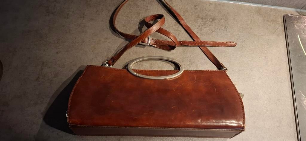 ICCI Lederen damestas vintage, Sieraden, Tassen en Uiterlijk, Tassen | Damestassen, Ophalen of Verzenden, Zo goed als nieuw, Bruin