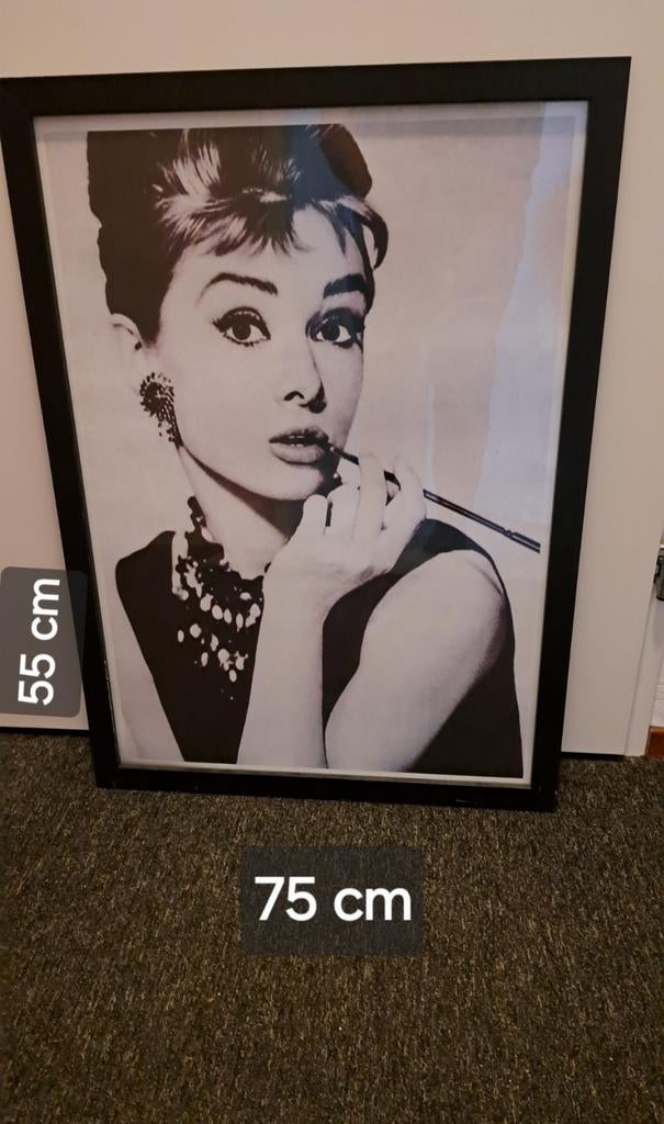 Schilderij  Audrey  Hepburn, Ophalen, 50 tot 75 cm, Schilderij, 50 tot 75 cm