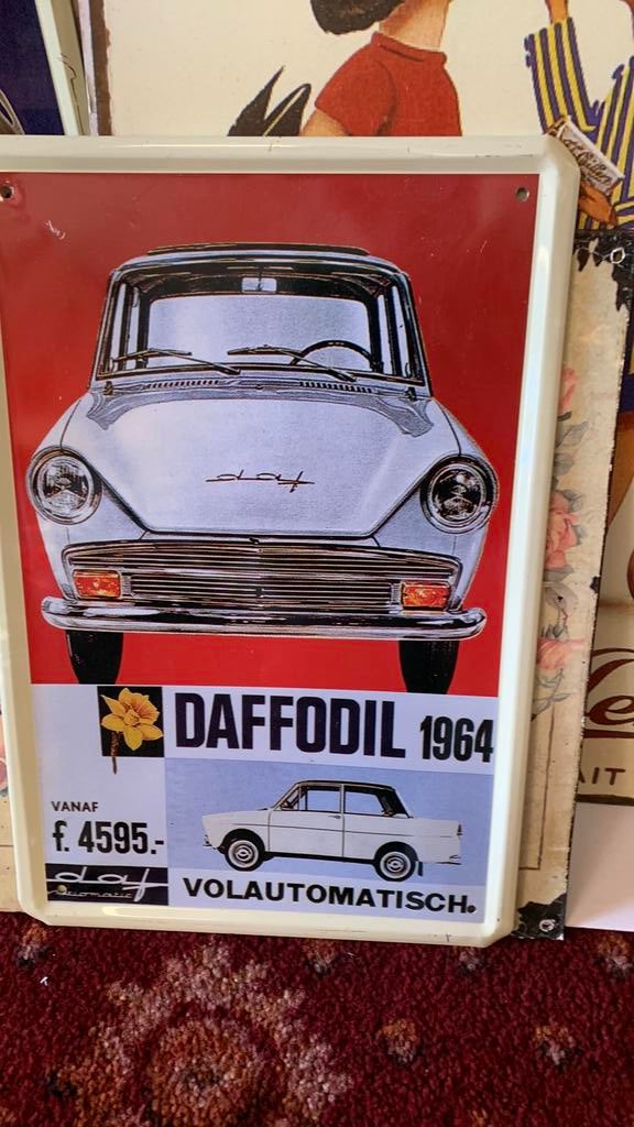 Emaille bord Daf 1964, Ophalen of Verzenden, Zo goed als nieuw, Reclamebord