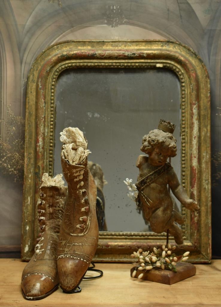 Oude Franse Spiegel. "Uit Aletta's Tijd", Antiek en Kunst, Ophalen of Verzenden, Rechthoekig, 50 tot 100 cm