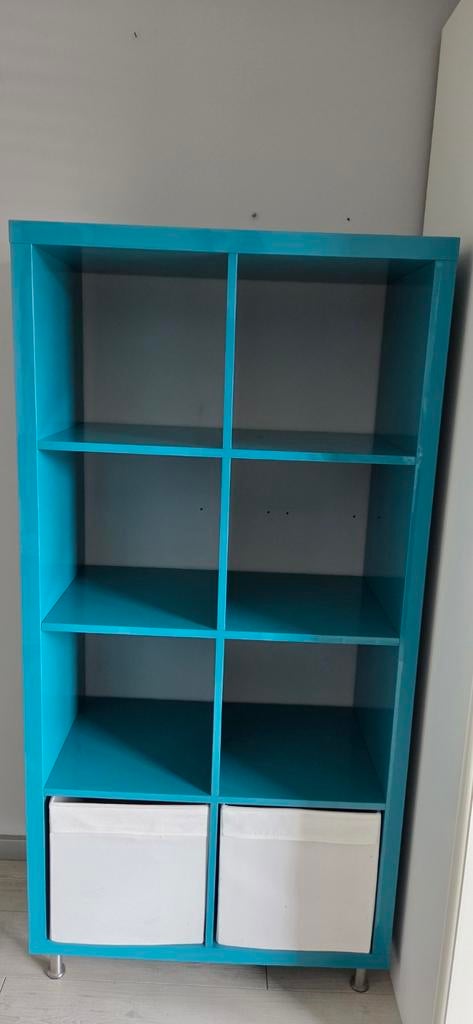 Turquoise opbergkast met vakken, Ophalen of Verzenden, 25 tot 50 cm, 150 tot 200 cm