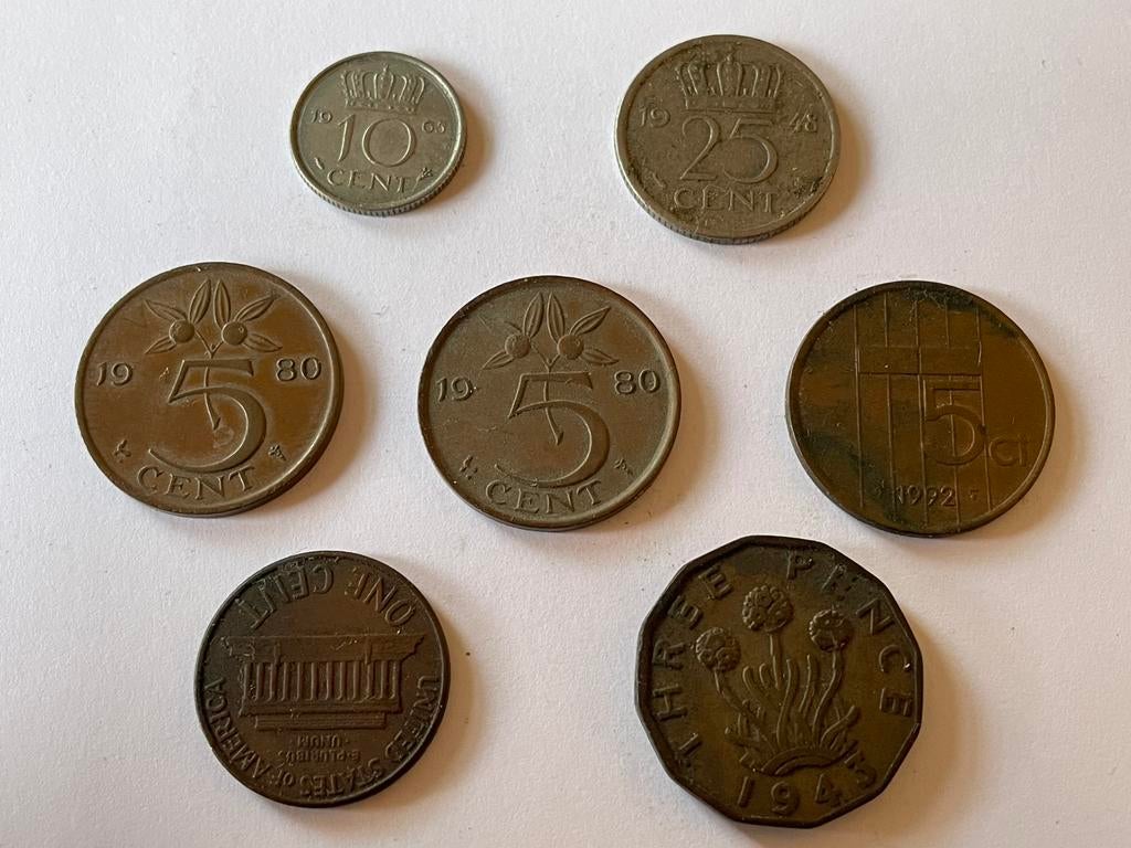 10 cent 1965 25 cent 1948 en andere munten, Ophalen of Verzenden, Koningin Juliana, Overige waardes, Losse munt