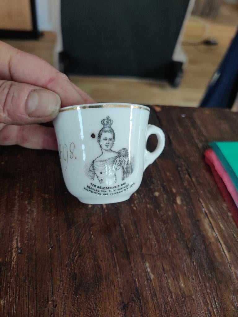 antiek porselein herdenkingskopje uit 1898, Ophalen of Verzenden