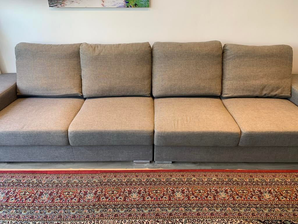 Comfortabele 4-persoons bank, deelbaar (340x90x80cm), Gebruikt, 300 cm of meer, 75 tot 100 cm, Ophalen of Verzenden