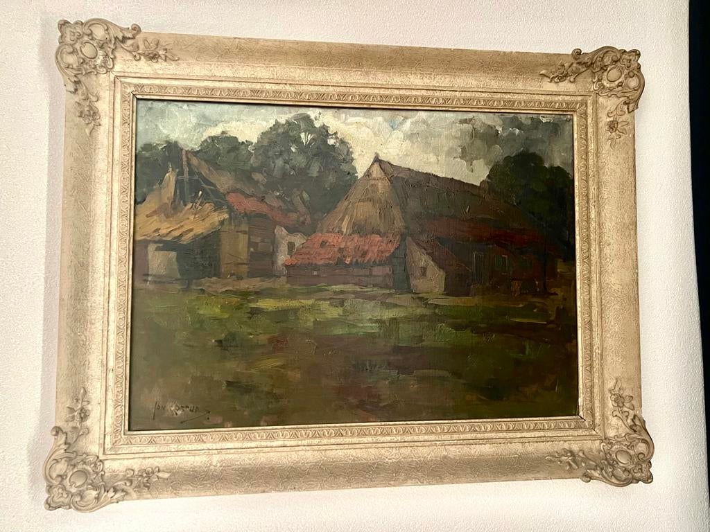 Prachtig schilderij Jan Korthals - Landelijk tafereel, Ophalen