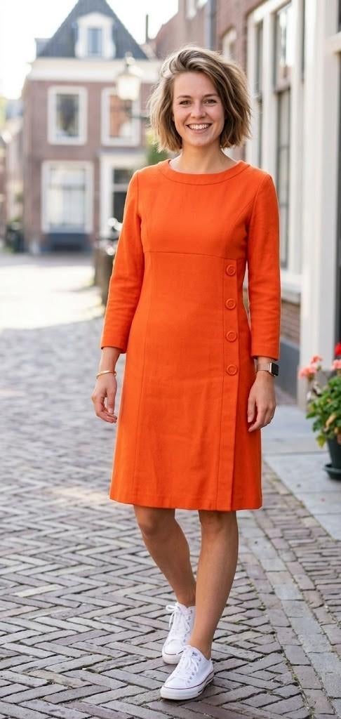 jurk Caroline Biss, Maat 38/40 (M), Verzenden, Oranje, Zo goed als nieuw