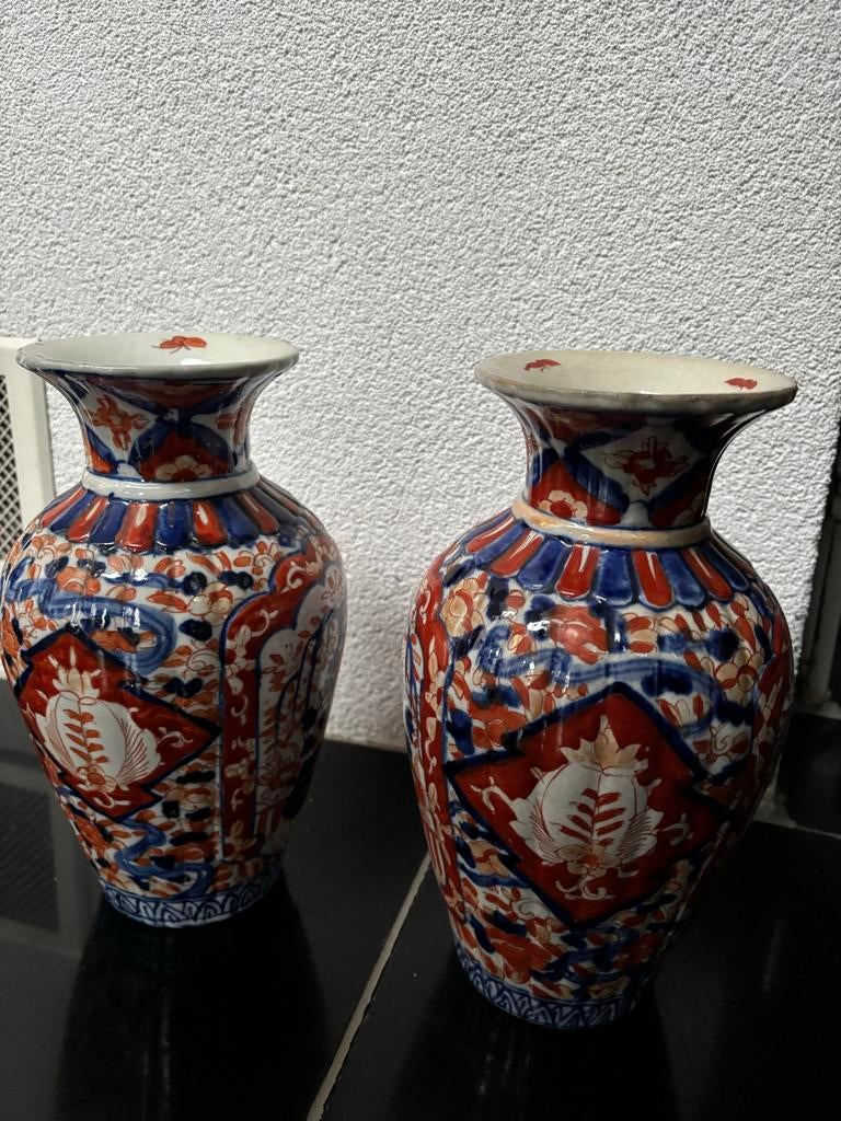 Set van 2 Antieke Imari Vazen - Handgeschilderd, Antiek en Kunst, Antiek | Vazen, Ophalen
