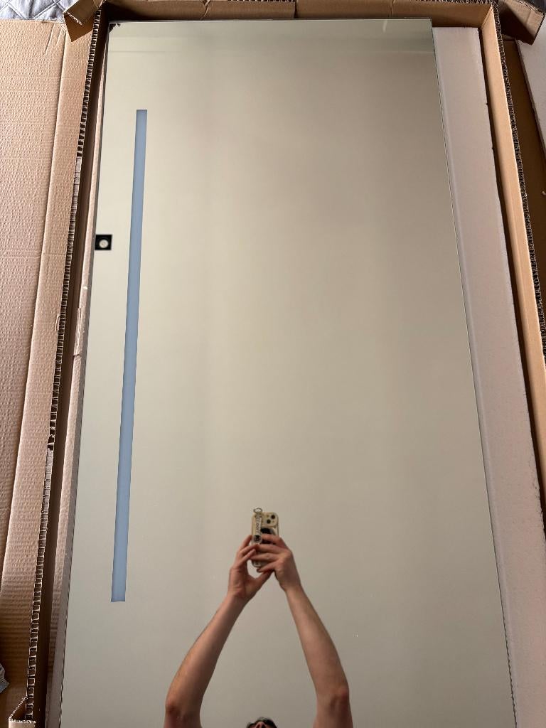 Badkamerspiegel 120x60 cm LED & Spiegelverwarming, Ophalen, 100 tot 150 cm, Overige typen, Zo goed als nieuw