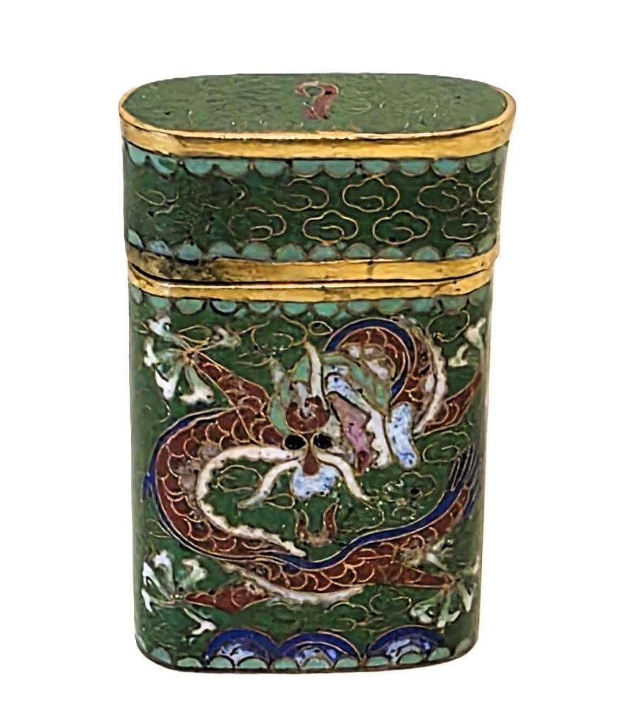 Cloisonne doosje met draak en Feniks., Ophalen of Verzenden