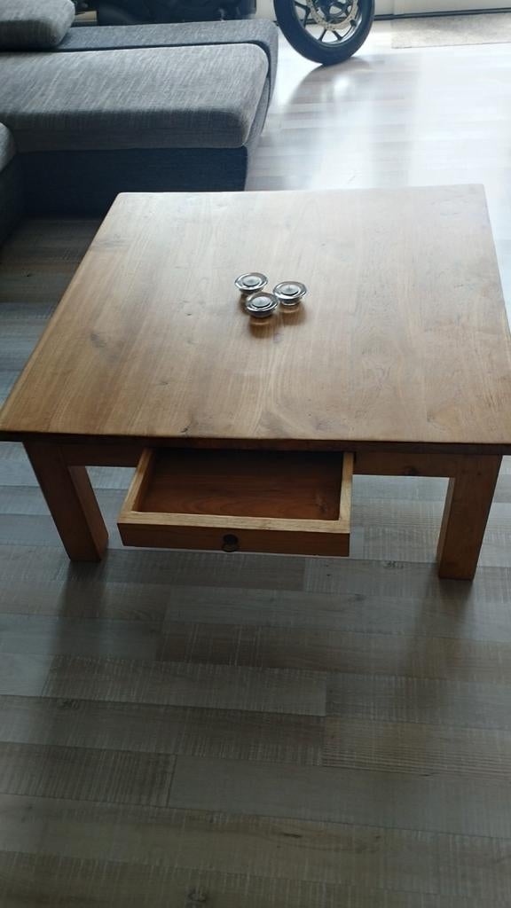 Tekoop massief teakhout salontafel 100 x100 hoogte 45 cm, 50 tot 100 cm, Zo goed als nieuw, Minder dan 50 cm, Vierkant