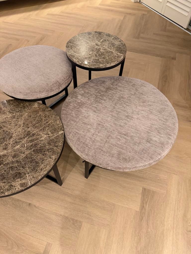 Richmond Interiors bijzettafels set, zo goed als nieuw, 45 tot 60 cm, Metaal of Aluminium, Rond, Zo goed als nieuw
