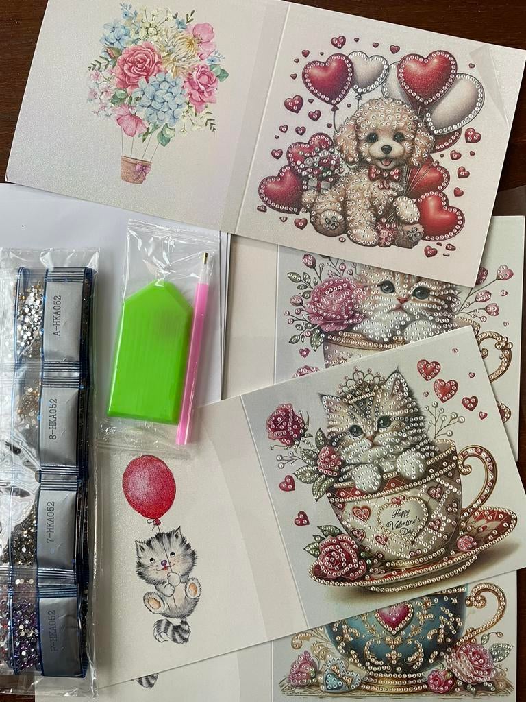 Diamond painting kaarten 6x Poezen pakket, Ophalen of Verzenden, Nieuw, Overige thema's, Overige typen