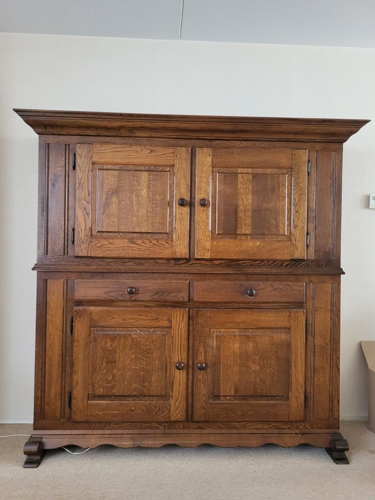 Massief eiken wandkast, Met deur(en), 150 tot 200 cm, Eikenhout, Ophalen of Verzenden