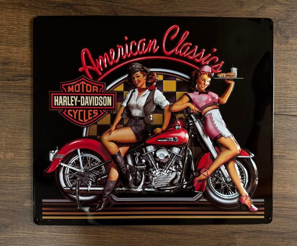 Vintage Harley-Davidson Metal Wall Signs Set, Verzenden, Zo goed als nieuw, Reclamebord