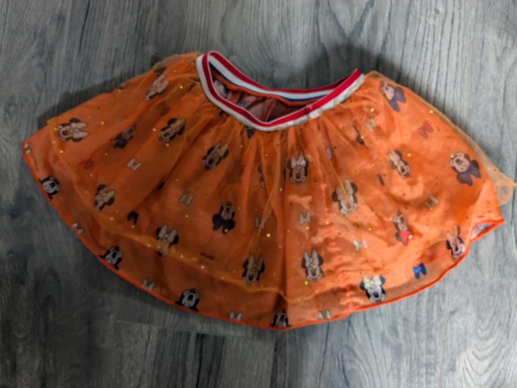 oranje rok minnie mouse maat 104/110, Gebruikt, Meisje, Ophalen of Verzenden, Jurk of Rok