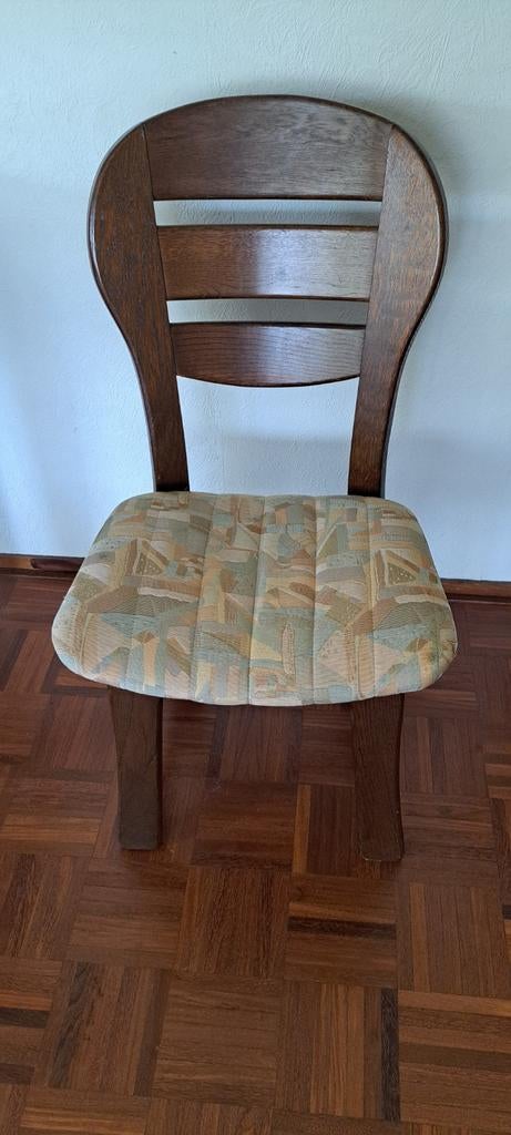 Houten stoel met stoffen zitting - kleine beschadiging, Huis en Inrichting, Stoelen, Ophalen, Gebruikt, Overige kleuren, Klassiek